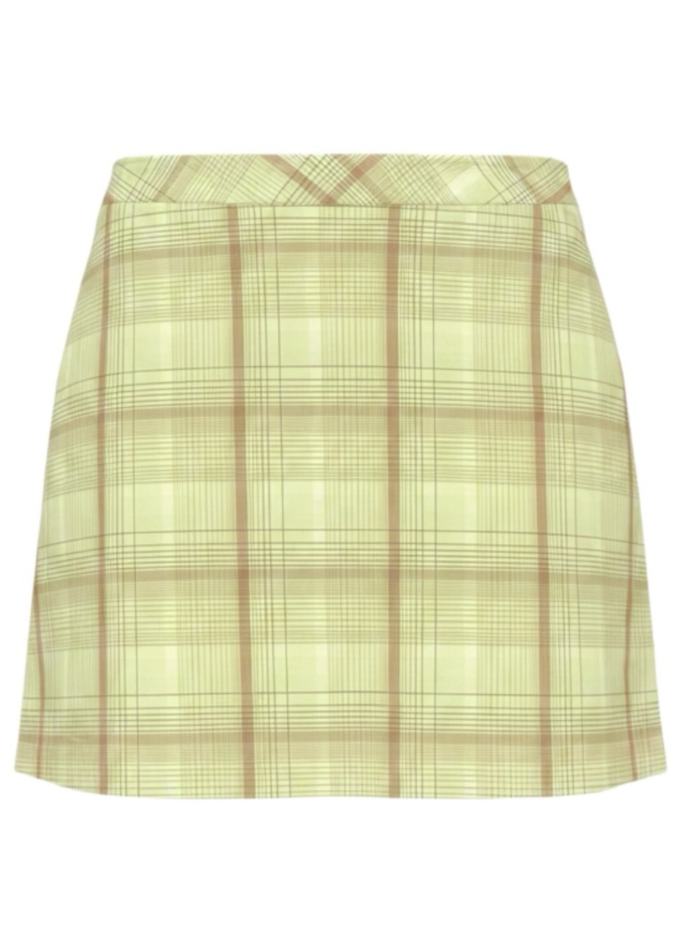 Izod Plaid Mini Skirt in Pale Yellow and Tan